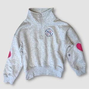 NWT Old Navy Valentine’s Heart half-zip Sweatshirt Hoodie Gray & Pink Girls 6–7